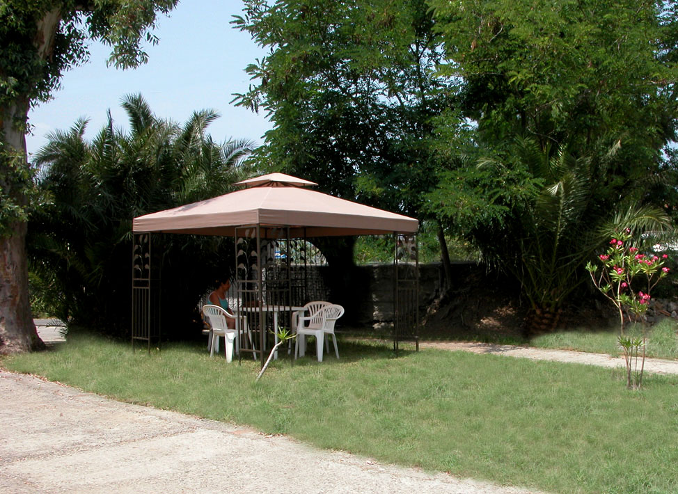 Residence Lattari: il gazebo all'ombra delle palme e delle acacie